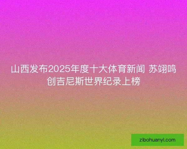 山西发布2025年度十大体育新闻 苏翊鸣创吉尼斯世界纪录上榜